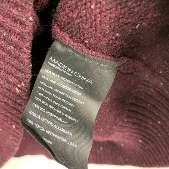 Club Monaco Mens Sweater Burgundy Marled 100% Wool Pullover Crewneck - Picture 8 of 11